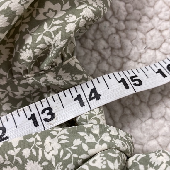 Vintage Sage Green Floral Short Sleeve MIDI Dress Size Medium (9) - Picture 11 of 16